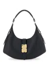 Ganni Kat Small Black Shoulder Bag With Adjustable Handle And Logo Plaque On The Front In Leather Woman In Black
