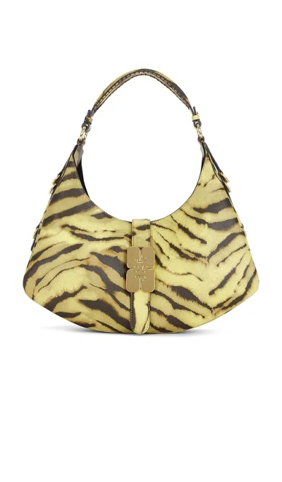 Ganni Kat Small Grained Zebra Bag In Brown