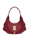 Ganni Kat Small Red Shoulder Bag With Adjustable Handle And Logo Plaque On The Front In Leather Woman In Burgundy