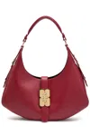 Ganni Kat Small Leather Shoulder Bag In Red