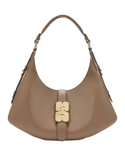 Ganni Kat Small Shoulder Bag In Brown