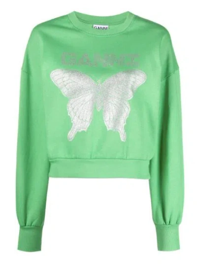 Ganni Kelly Green Cotton Sweater