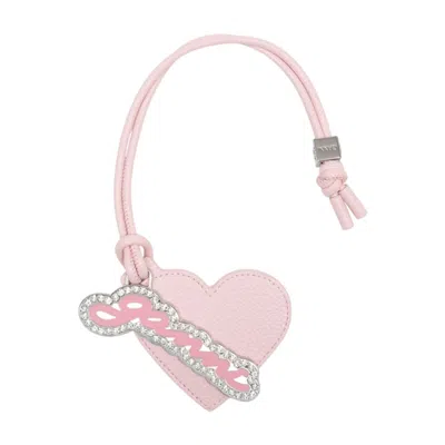 Ganni Heart Mirror Keychain In Pink