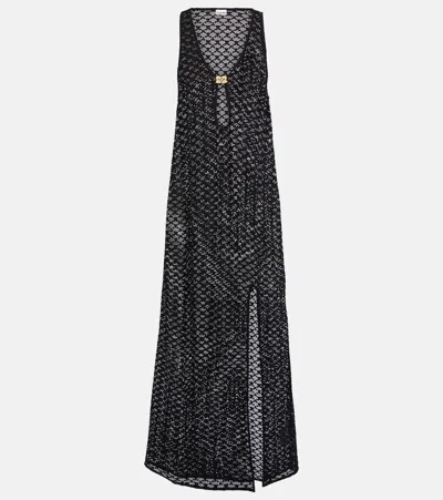 Ganni Black Hardware Maxi Dress In 099 Black