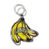 Ganni Multicolor Banana Shaped Keyring With Logo Lettering On The Front In Leather And Tech Fabric Woman In Yellow