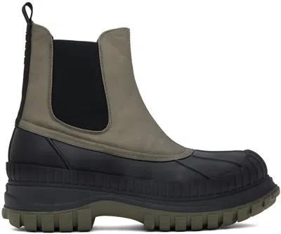 Ganni Khaki & Black Outdoor Chelsea Boots In Kalamata 861