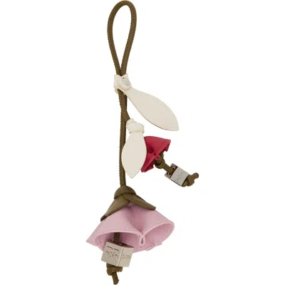 Ganni Khaki & Pink Flower Bag Charm In 838 Military Olive