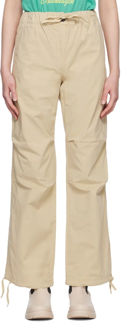 Ganni Drawstring Straight-leg Trousers In Beige