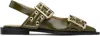 Ganni Ballerina With Buckle In 838 Military Olive