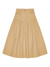 Ganni Womens Pale Khaki Summer Suiting Gathered Cotton And Linen Midi Skirt In Nude