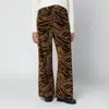Ganni Womens Khaki Printed Baggy-fit Cotton-blend Jeans In Brown