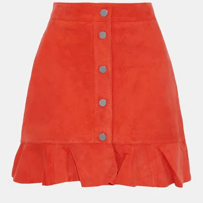 Pre-owned Ganni Kid Leather Mini Skirt 40 In Red