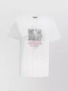 Ganni White Crewneck T-shirt With Logo Print On The Front In Cotton Woman