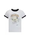 Ganni Women White Crewneck T-shirt With Maxi Logo On The Front In Cotton Jersey Woman