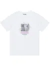 Ganni White Crewneck T-shirt With Logo Print On The Front In Cotton Woman