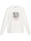 Ganni Off-white Isoli Kittens Drop Shoulder Sweatshirt In White