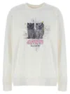 Ganni Off-white Isoli Kittens Drop Shoulder Sweatshirt In Beige