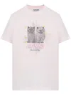 GANNI GANNI KITTENS PRINT COTTON T SHIRT