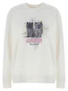 Ganni Off-white Isoli Kittens Drop Shoulder Sweatshirt