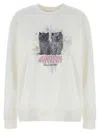 Ganni Off-white Isoli Kittens Drop Shoulder Sweatshirt In White