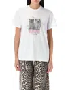 Ganni White Crewneck T-shirt With Logo Print On The Front In Cotton Woman