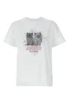 Ganni White Crewneck T-shirt With Logo Print On The Front In Cotton Woman