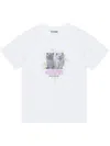 Ganni White Crewneck T-shirt With Logo Print On The Front In Cotton Woman In White