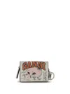 Ganni Card Wallet With Charm In Gray