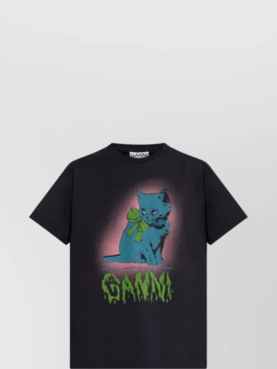 GANNI KITTY GRAPHIC PRINT ORGANIC COTTON T-SHIRT