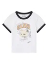 Ganni Women White Crewneck T-shirt With Maxi Logo On The Front In Cotton Jersey Woman In White