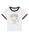 Ganni Kitty-print Ringer Top In White