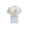 Ganni White Crewneck T-shirt With Maxi Logo On The Front In Cotton Jersey Woman In White