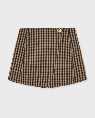 Ganni Kjol Wool Mix Check In Multi