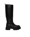 Ganni Knee-lenght Calf Leather Boots In Black