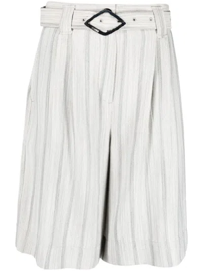 Ganni Knee-length Belted Shorts In Grau