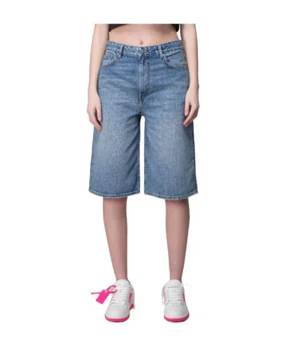 Ganni Knee-length Denim Shorts In Blue