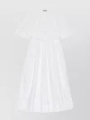 Ganni Belted Tie-detailed Gathered Cotton-blend Poplin Midi Dress