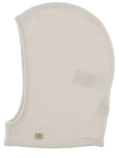 Ganni Knit Balaclava Hood In Neutral
