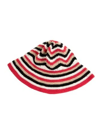 Pre-owned Ganni Knit Bucket Hat W/tags In Red