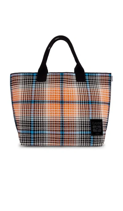 Ganni Knit Easy Shopper Medium Bag In Mandarin Orange