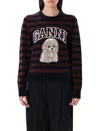 Ganni Graphic Wool Mix Poodle Stripe Sweaters And Cardigans Multicolor In Multi