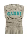 Ganni Perforated Vest With Logo Inlay
