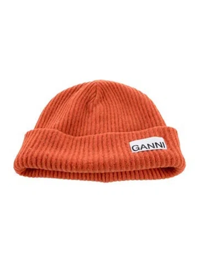 Pre-owned Ganni Knit Wool Beanie In Orange