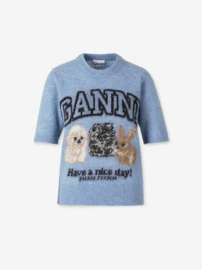 GANNI GANNI KNITTED ANIMAL SWEATER