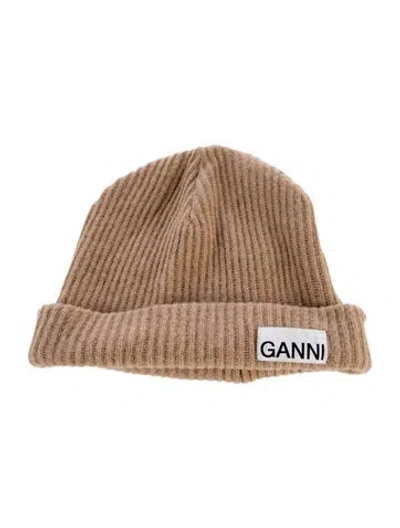 Pre-owned Ganni Knitted Beanie In Brown