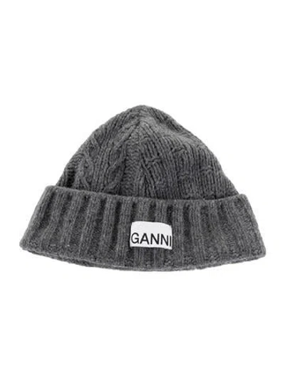 Pre-owned Ganni Knitted Beanie In Gray