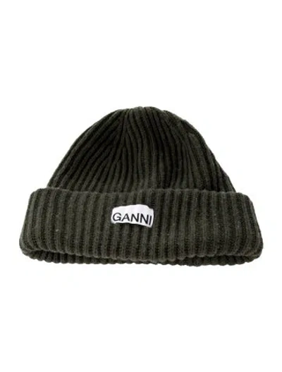 Pre-owned Ganni Knitted Beanie In Green