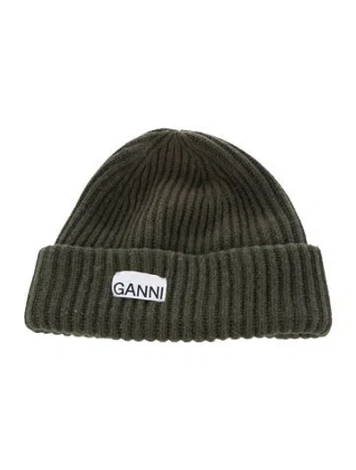 Pre-owned Ganni Knitted Beanie In Green