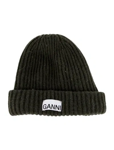 Pre-owned Ganni Knitted Beanie In Green