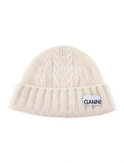 Pre-owned Ganni Knitted Beanie Hat  W/tags In Neutral
